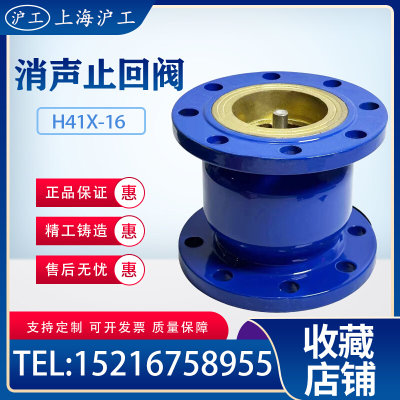 H41X-16上海沪工阀门消声法兰止回阀单向阀钢制球铁逆止阀 80 100