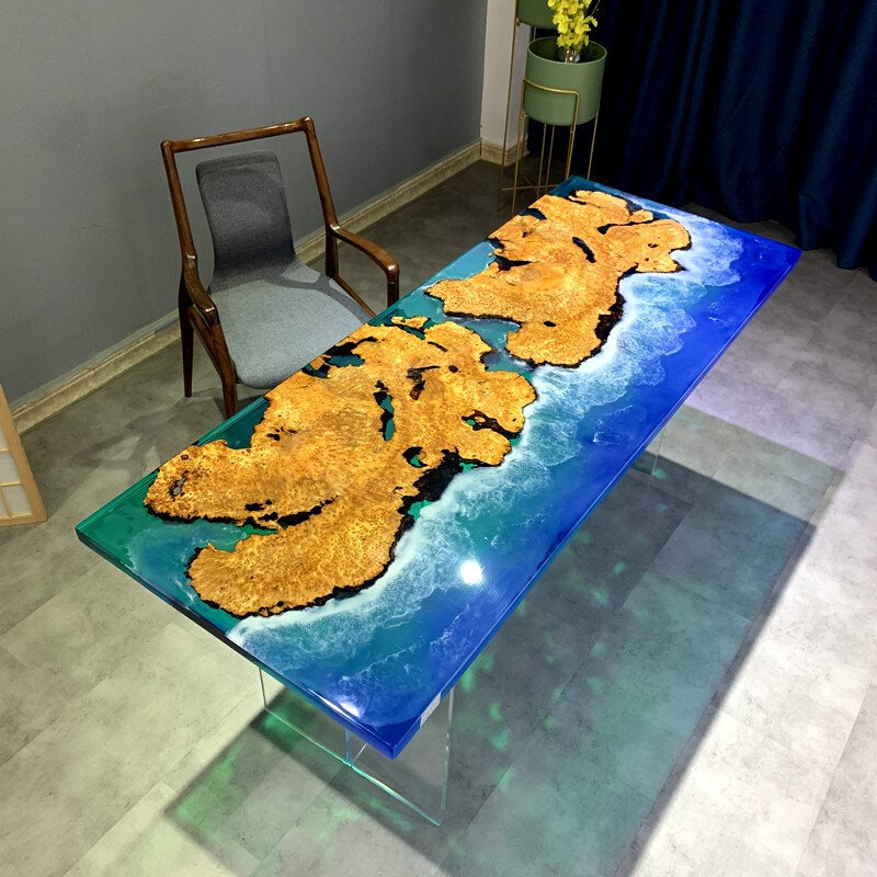 新品南美胡桃f木环氧树脂实木大板原木茶桌河流桌茶台1米8创意个