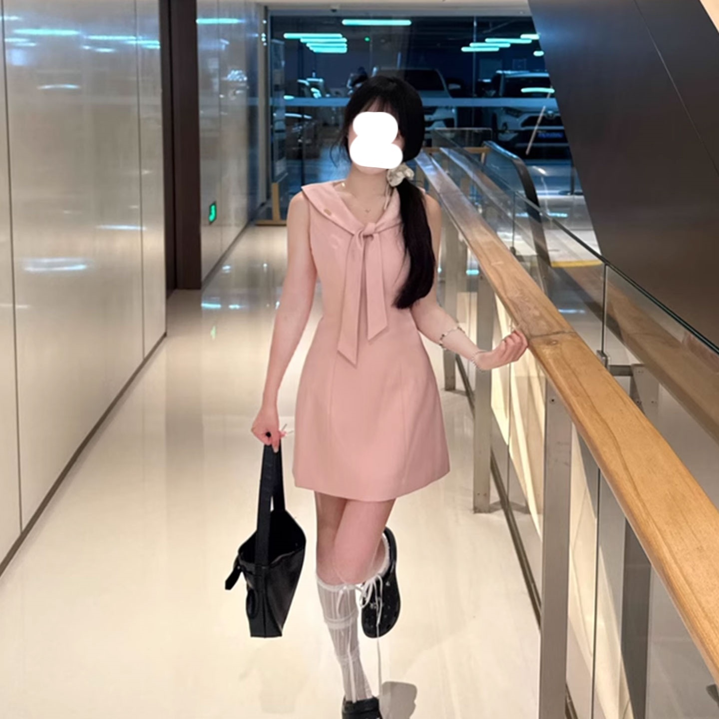 减龄高级感小众海军领A字连衣裙