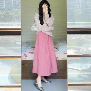 24早秋 渐变压褶 粉漾巴黎 花苞式 抗皱A字半身裙 法式 zss
