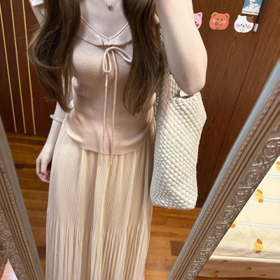 百搭显瘦气质百褶裙流光纱半身裙