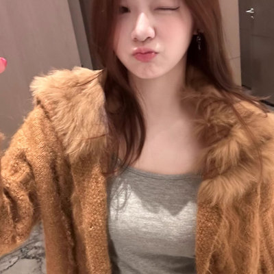 海军领短款外套25新带毛毛领毛衣