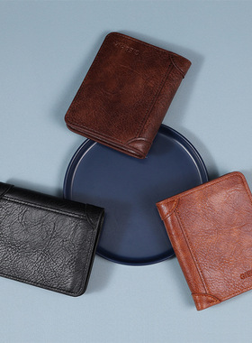 新款男士钱包短款跨境 复古商务多卡位卡包男士钱夹wallets