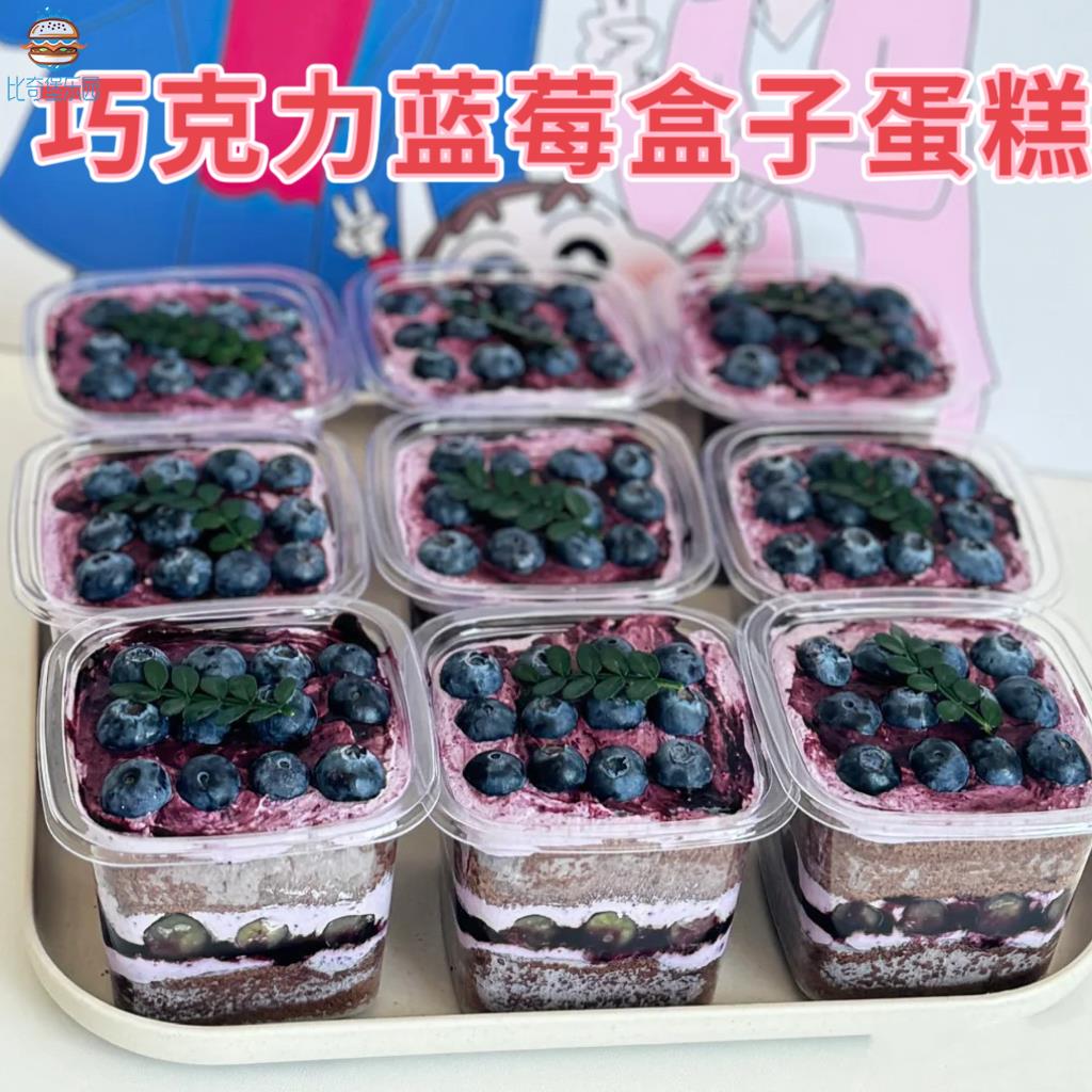 一次性巧克力蓝莓盒子蛋糕打包盒商用摆摊专用透明带盖千层蛋糕盒
