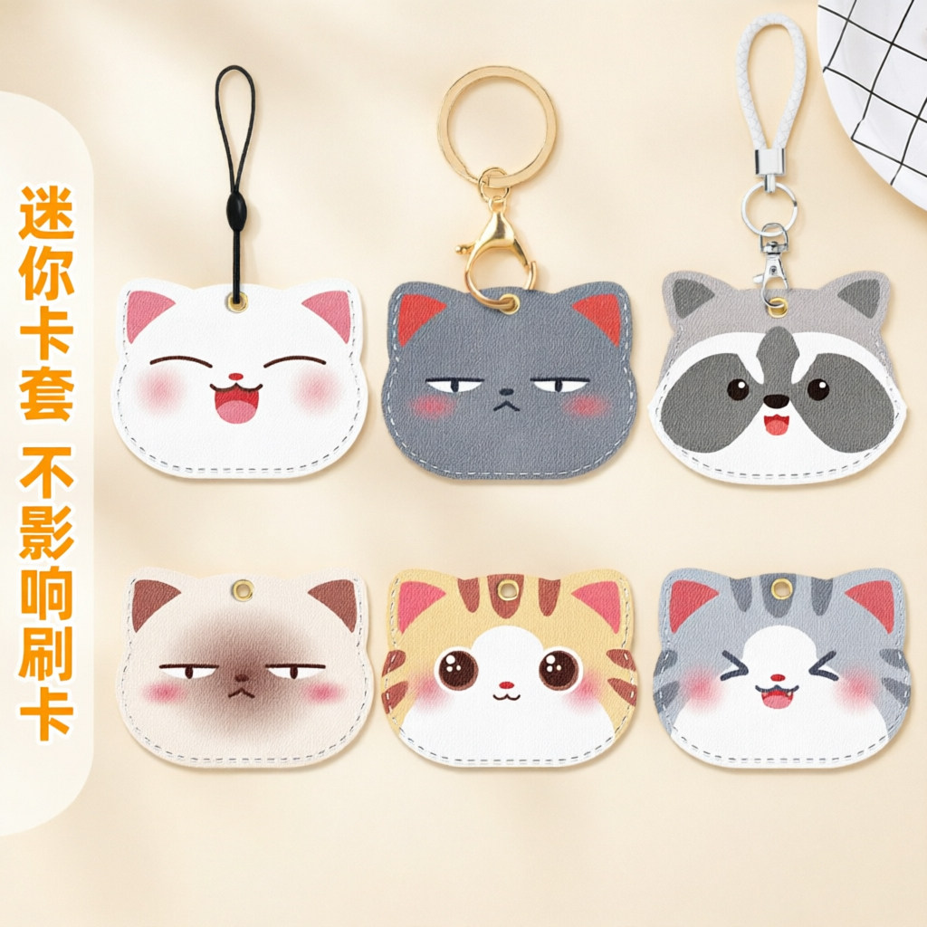 钥匙扣链门禁卡套一体电梯保护套可爱小长方形nfc磁吸电动车水滴形圆形迷你小区门卡公交真皮卡通电子锁感应