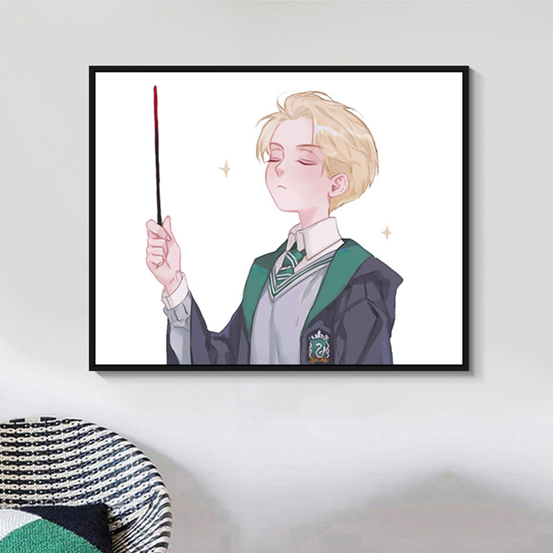赫敏罗恩哈利波特人物卡通动漫diy数字油画手绘填色画手工油彩画