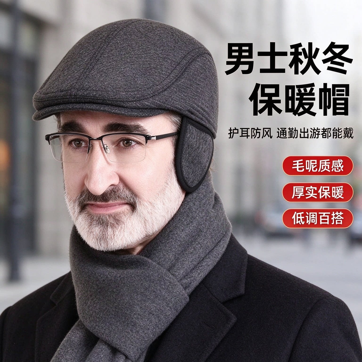 秋冬季毛呢贝雷帽男士英伦复古