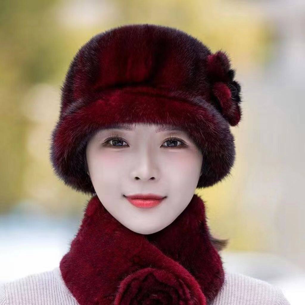 水貂毛帽子女冬季中老年妈妈款