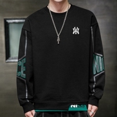 休闲T恤情侣潮牌冬加绒加厚打底衫 MLBNY春秋男士 二开卫衣宽松大码