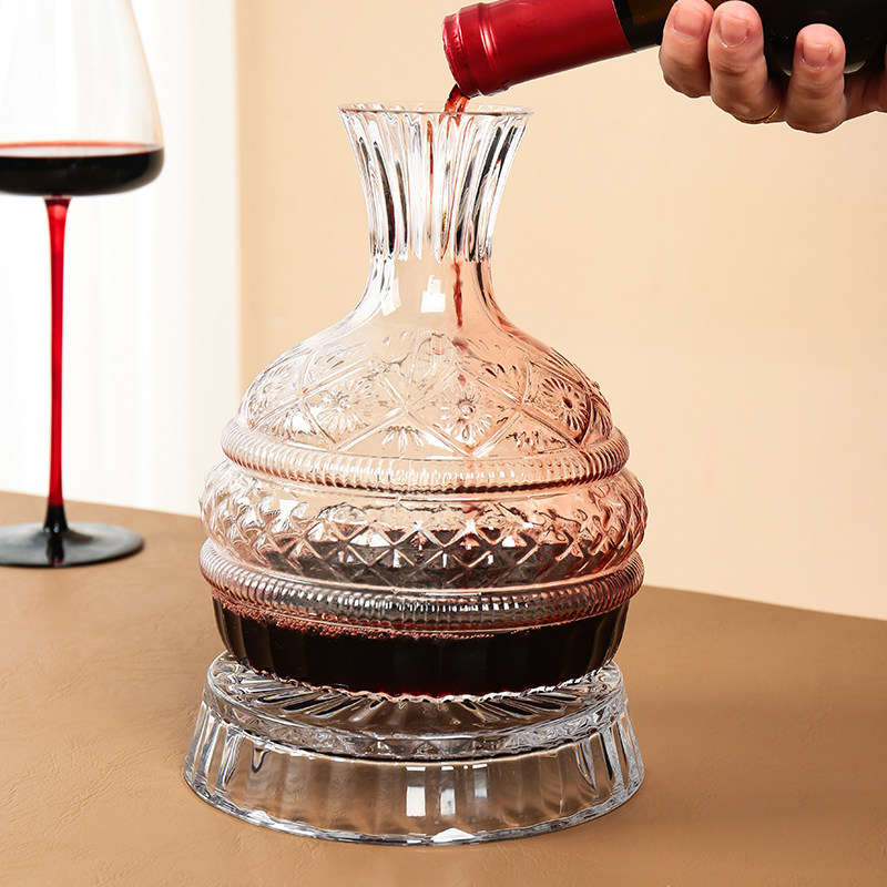 「简娘子」新款水晶高端陀螺旋转红酒醒酒器酒杯礼盒家用零重力