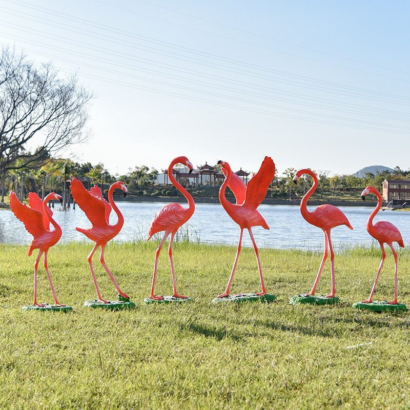 仿真火烈鸟摆件户外玻璃钢园林景观雕塑婚庆道具庭院商场美陈装饰