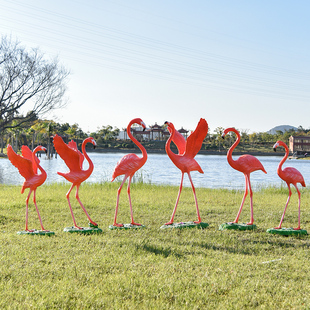 仿真火烈鸟摆件户外玻璃钢园林景观雕塑婚庆道具庭院商场美陈装饰