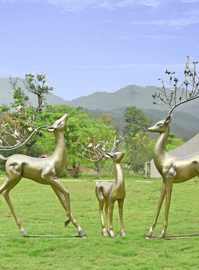 大型仿铜鹿雕塑户外抽象动物摆件