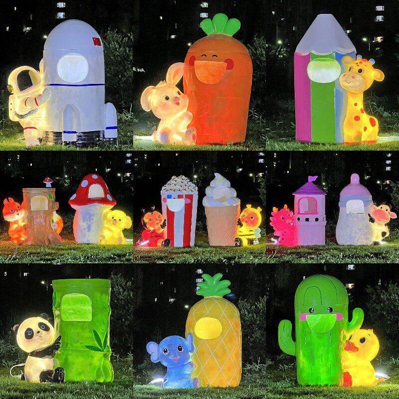 卡通动物垃圾桶雕塑幼儿园摆件