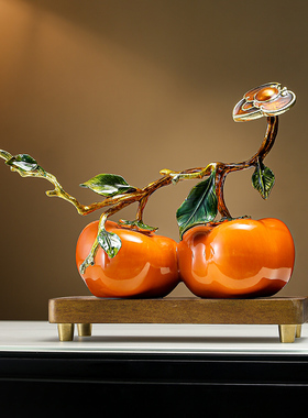 事事如意柿子玄关摆件乔迁开业礼品客厅办公室高档装饰搬新家礼物