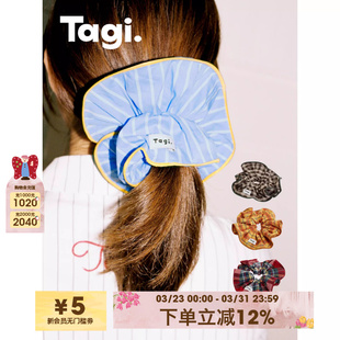 Tagi.画家甜甜圈拷边条纹格纹拼色单层大肠发圈发饰头饰