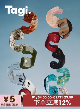 Tagi.Callme拼图肌理宝石发抓无痕发夹鲨鱼亚克力钻石