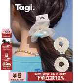 Tagi.亚克力珍珠装 饰薄纱闪闪光泽珠珠发圈发绳小众配饰