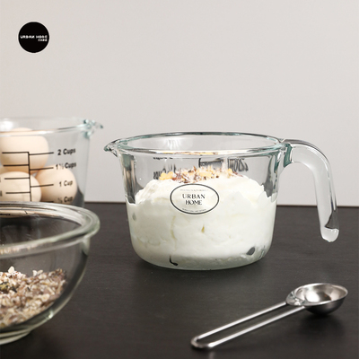 尤本家居玻璃量杯带刻度耐高温有手柄食品级厨房烘焙打蛋液杯水杯