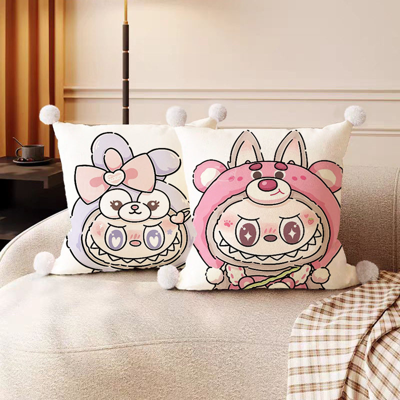 百变LABUBU拉布布抱枕可爱卡通创意枕头沙发卧室宿舍靠枕生日礼物