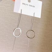 新款 几何百搭耳钉日韩网红原创显脸瘦女流苏耳线 高级感圈圈长款