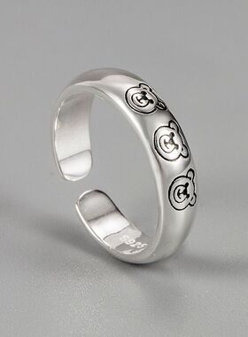 新款韩版简约个性三只小熊指环可爱甜美复古气质小清新戒指手饰戒