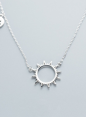 日韩版时尚微笑镂空太阳项链女简约气质笑脸项链女锁骨链饰品