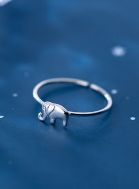新款简约日韩风可爱光面小象个性戒指小巧动物吉祥物开口手饰品