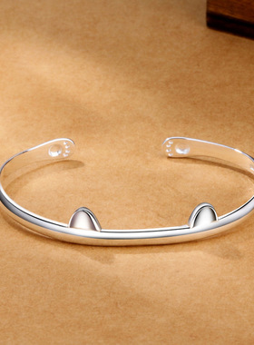 韩版猫咪开口手镯女可爱猫手环手环银饰学生礼物一件代发手镯铜韩