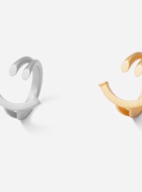 新款韩版简约笑脸表情戒指法老同款国潮个性几何型指环开口手饰戒