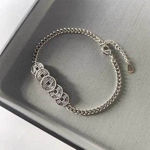 手饰品 链条个性 2145韩版 复古做旧铜钱手链男女网红小饰品简约时尚