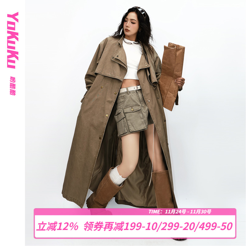 哟酷酷工装设计宽松显瘦风衣女