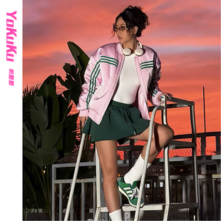 哟酷酷（粉色的梦）秋冬季宽松保暖休闲上衣女个性撞色加厚棉服女