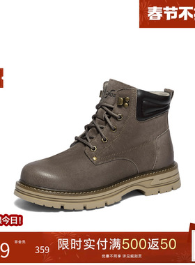 森达马丁靴男2025冬新商场同款户外机车风休闲工装皮靴2AK01DD5