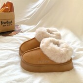 大发少女 ins百搭外穿保暖皮毛一体棉鞋 网红厚底棉拖鞋 女2025新款