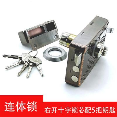 连体锁老式简易锁防盗门锁大门锁外装门锁地下室储藏间门一体锁