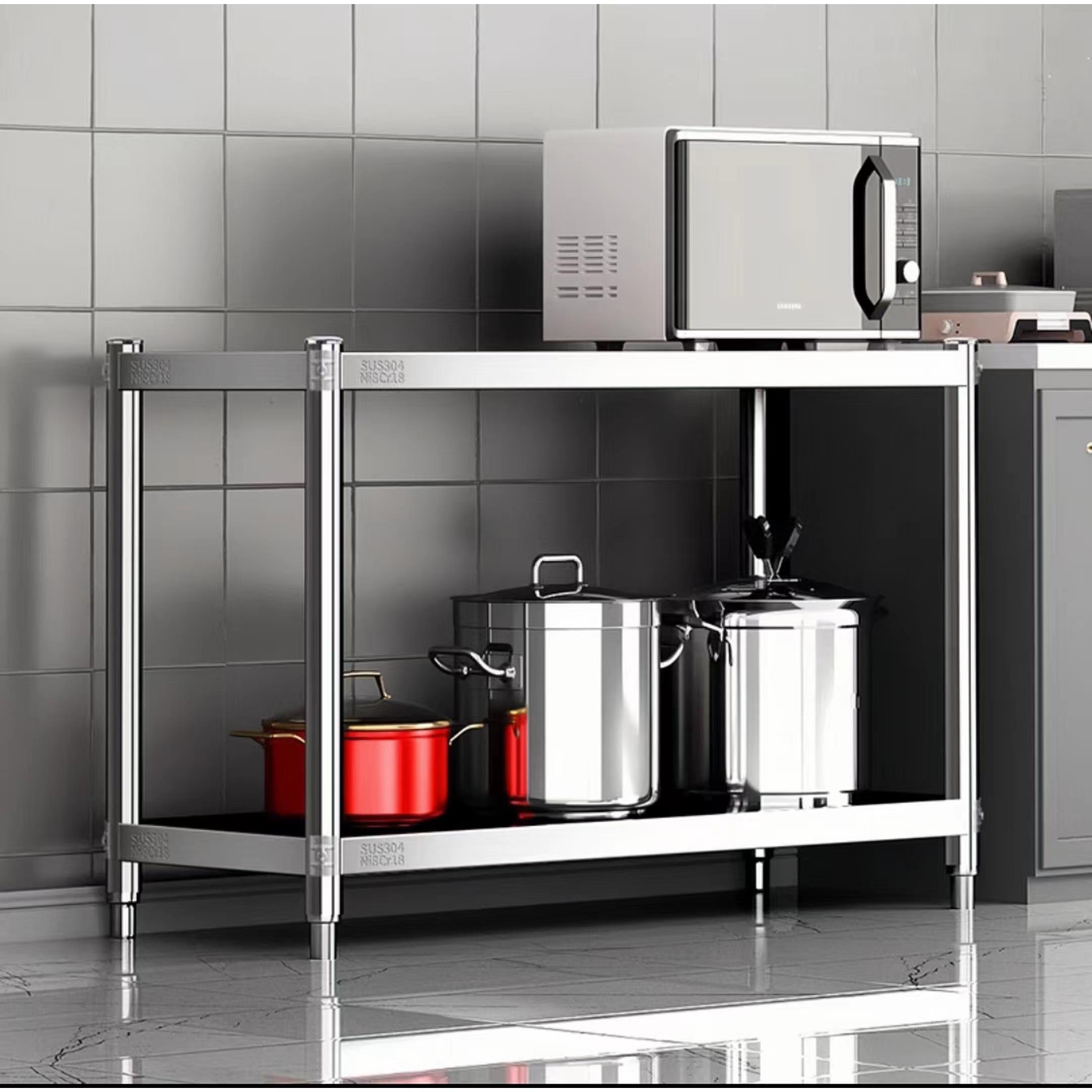 正品特厚304不锈钢货架落地置物架商用仓库家用厨房收纳架可定制