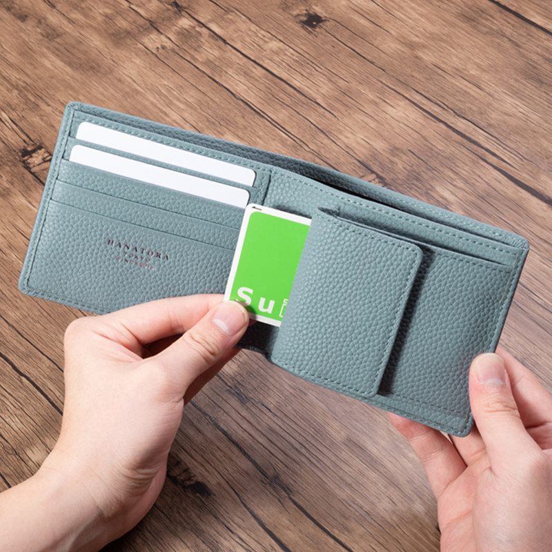 hanatora/花虎钱包短款男士女士真皮牛皮大容量新款零钱纯手工p2d