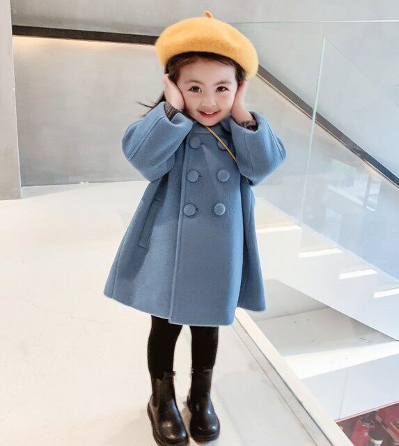 재킷 여아 코트 더블 브레스트 모직 오버코트 코튼 NC