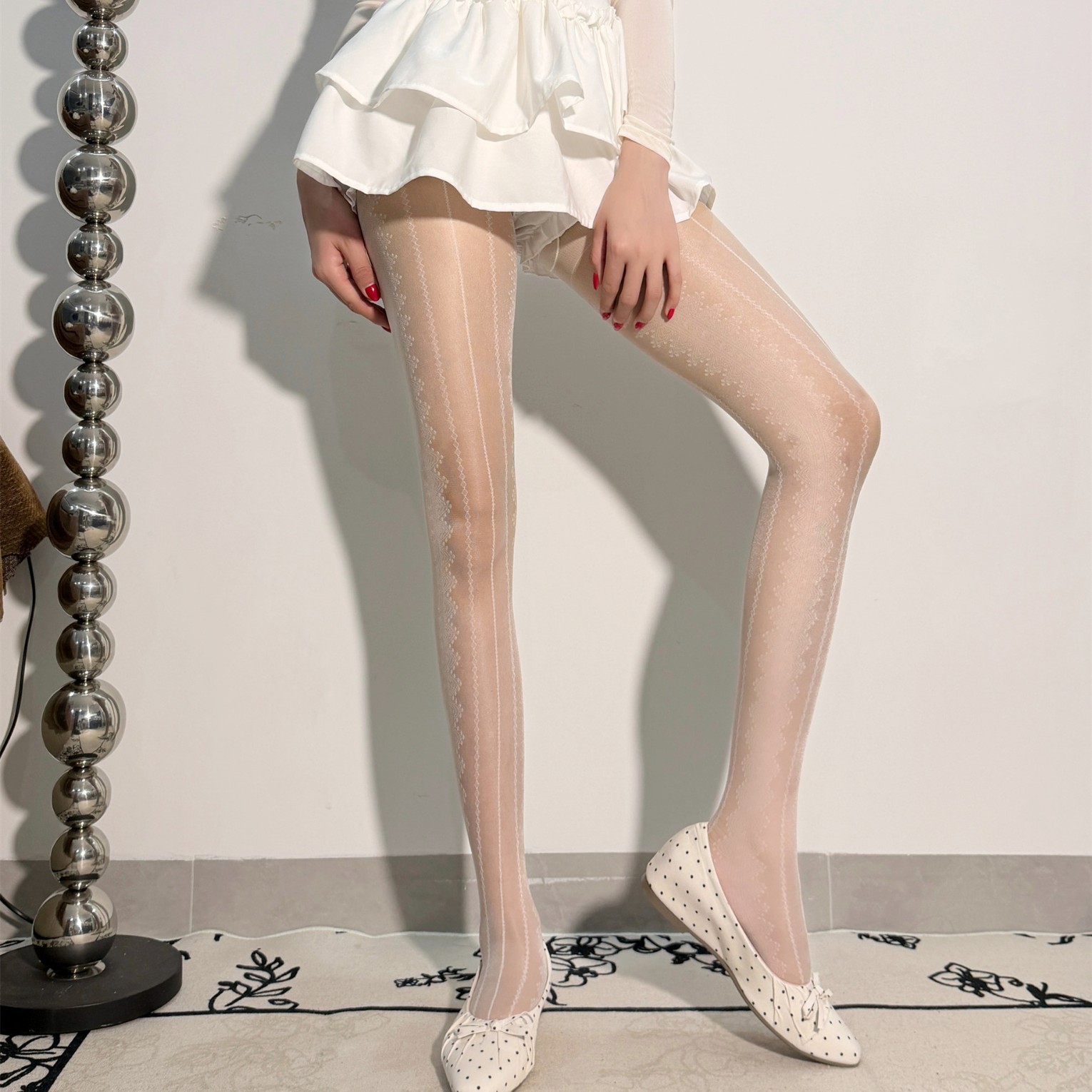 丝袜女夏超薄款蕾丝侧边条纹提花连裤袜防勾丝不掉裆光腿神器丝袜