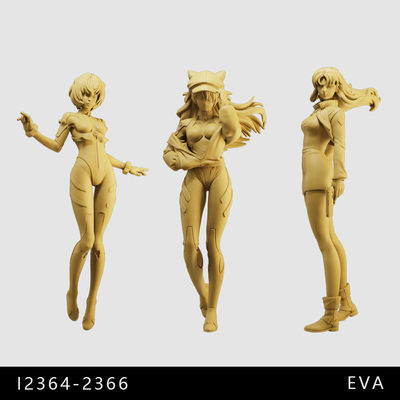 【EVA】绫波丽 明日香 葛城美里  /64小人偶模型手办1:43微缩白模