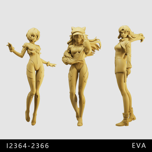 【EVA】绫波丽 明日香 葛城美里  /64小人偶模型手办1:43微缩白模