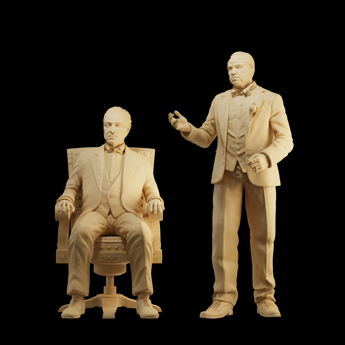 【教父】马龙白兰度 坐姿站姿椅子 1/64:人偶微缩车模场景 35模型