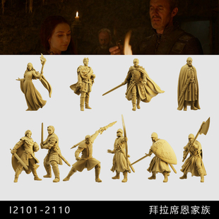 【权力的游戏】蓝礼洋葱骑士鹿家1/64小人偶模型手办1:43微缩白模