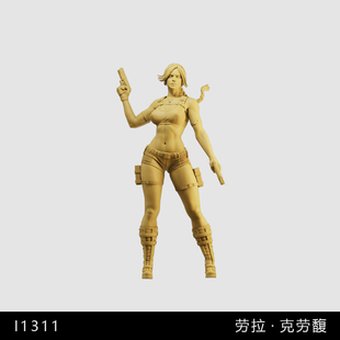 【古墓丽影】劳拉·克劳馥 游戏 1/64小人偶模型手办1:43微缩白模