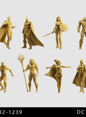 【DC】超人 蝙蝠侠 海王 超女 1/64小人偶模型手办1:43微缩白模