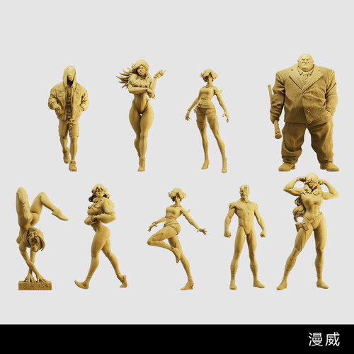 【漫威】蜘蛛侠 女浩克 格温 金并/64小人偶模型手办1:43微缩白模