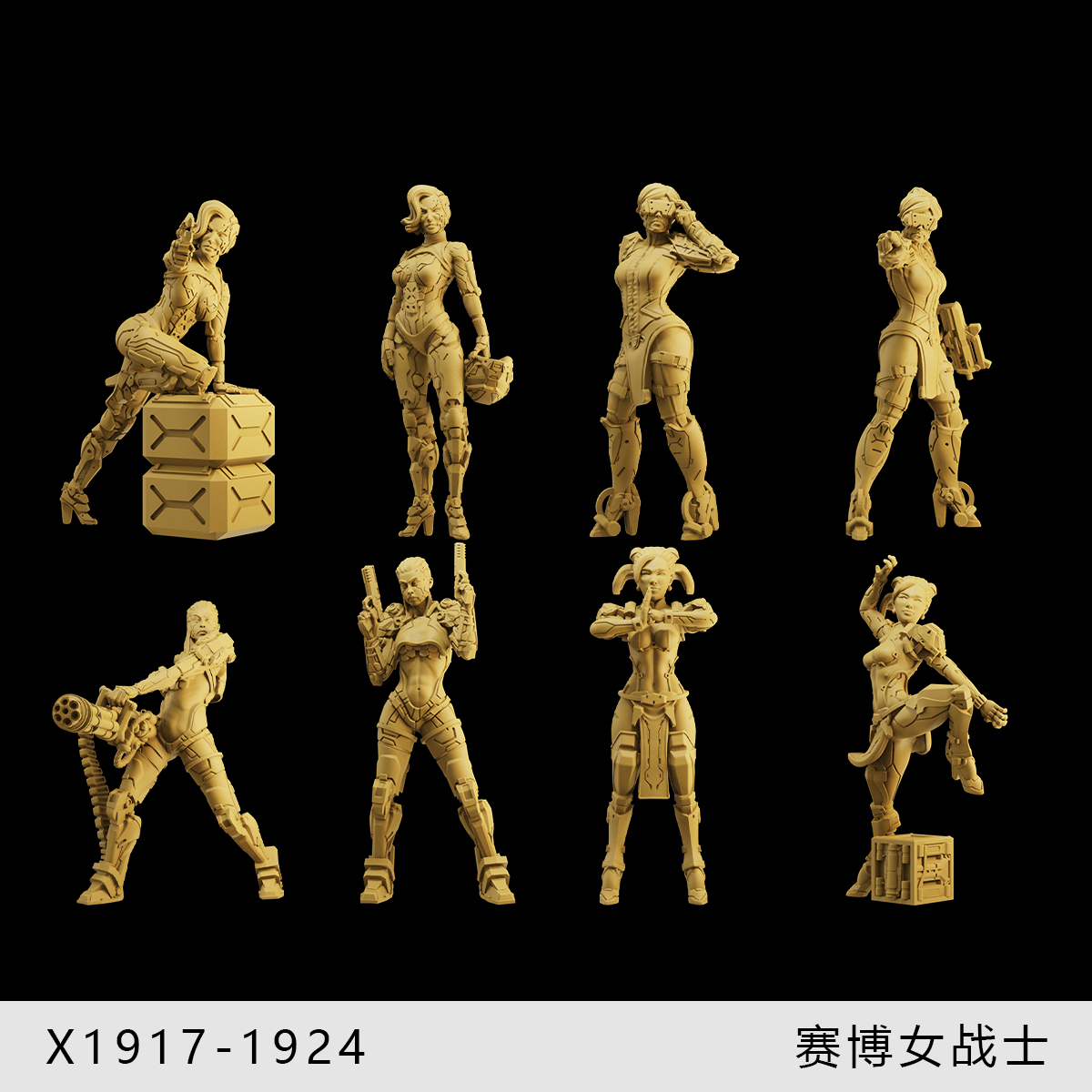 【赛博女战士】特工 执法者 1/64小人偶模型手办1:43比例微缩白模