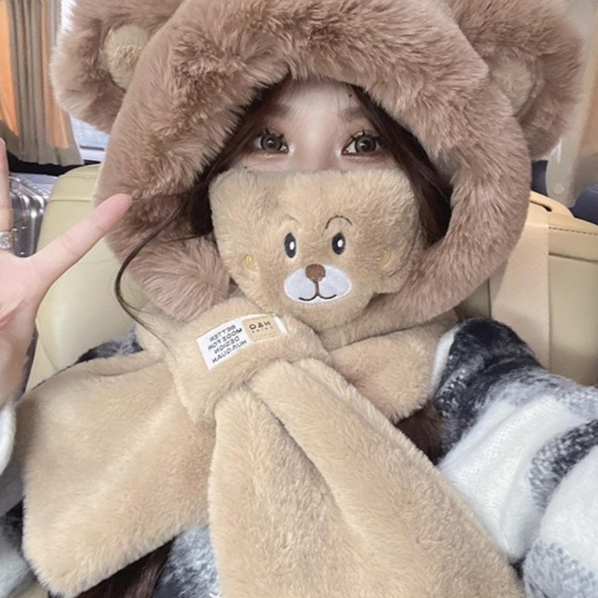 冬季卡通可爱护耳围脖围巾口罩三合一防寒保暖