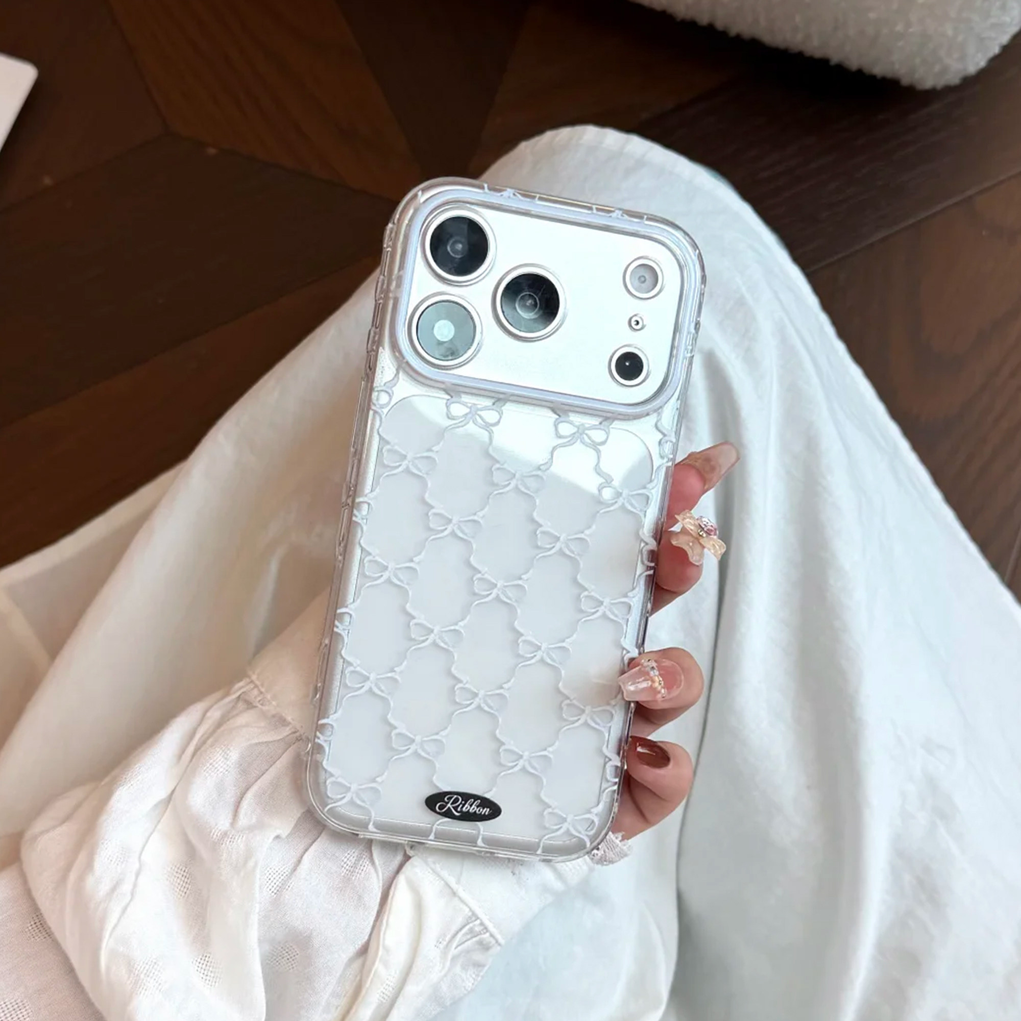 法式丝带蝴蝶结适用苹果17promax手机壳iphone16pro新款15轻奢11透明软17防摔13保护套极简高级感